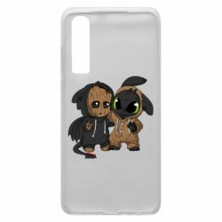 Чехол для Huawei P30 Groot And Toothless - PrintSalon