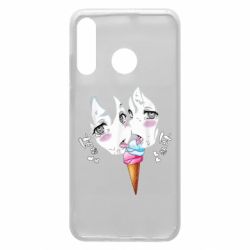 Чехол для Huawei P30 Lite Ahegao girl eating ice cream - PrintSalon