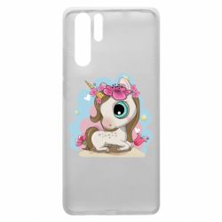 Чехол для Huawei P30 Pro Unicorn with flowers - PrintSalon