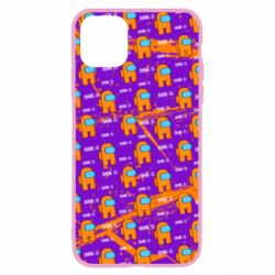 Чехол для iPhone 11 Among Us and grunge background