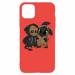 Чехол для iPhone 11 Pro Groot And Toothless - PrintSalon