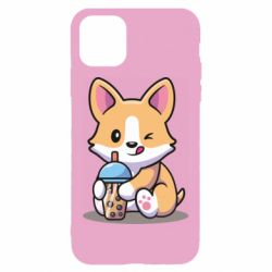 Чехол для iPhone 11 Собачька пьет боба ти - PrintSalon