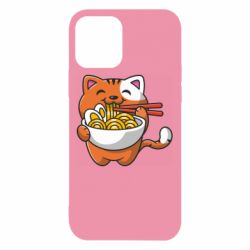 Чехол для iPhone 12 Cat and Ramen - PrintSalon