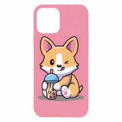 Чехол для iPhone 12 Собачька пьет боба ти - PrintSalon