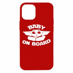 Чехол для iPhone 12 mini Baby on board yoda - PrintSalon