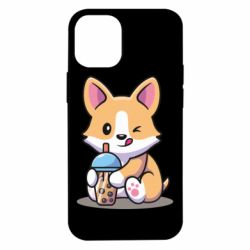 Чехол для iPhone 12 mini Собачька пьет боба ти - PrintSalon