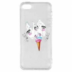 Чехол для iPhone5/5S/SE Ahegao girl eating ice cream - PrintSalon