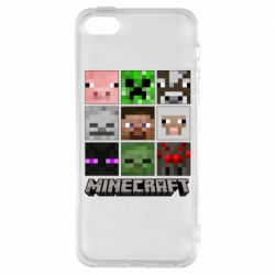Чохол для iphone 5/5S/SE Minecraft character heads - PrintSalon