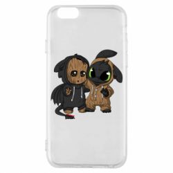 Чехол для iPhone 6/6S Groot And Toothless - PrintSalon