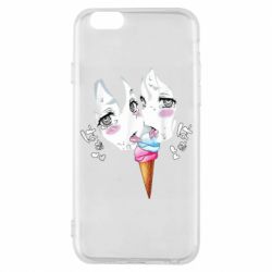 Чехол для iPhone 6/6S Ahegao girl eating ice cream - PrintSalon