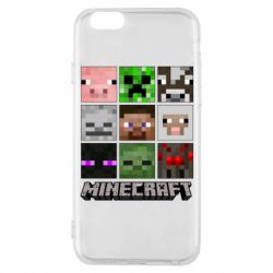 Чохол для iPhone 6/6S Minecraft character heads - PrintSalon