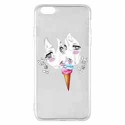 Чехол для iPhone 6 Plus/6S Plus Ahegao girl eating ice cream - PrintSalon