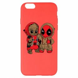 Чехол для iPhone 6 Plus/6S Plus Baby Groot And Deadpool - PrintSalon