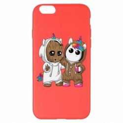 Чехол для iPhone 6 Plus/6S Plus Baby Groot And Unicorn - PrintSalon