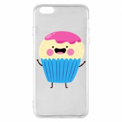Чехол для iPhone 6 Plus/6S Plus Funny cupcake with smile - PrintSalon
