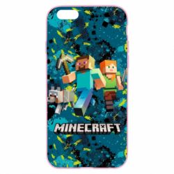 Чохол для iPhone 6 Plus/6S Plus Minecraft Steve Alex And Dog - PrintSalon