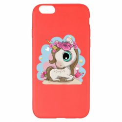 Чехол для iPhone 6 Plus/6S Plus Unicorn with flowers - PrintSalon