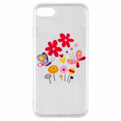 Чехол для iPhone 7 Flowers and Butterflies - PrintSalon