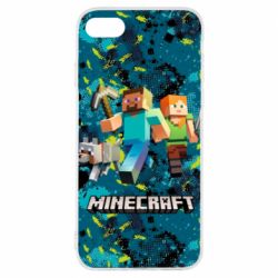 Чехол для iPhone 7 Minecraft Steve Alex And Dog
