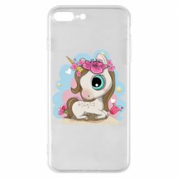 Чехол для iPhone 7 Plus Unicorn with flowers - PrintSalon