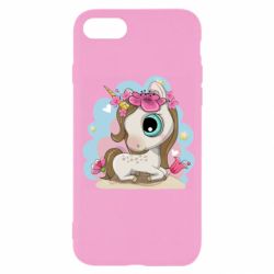 Чехол для iPhone 7 Unicorn with flowers - PrintSalon