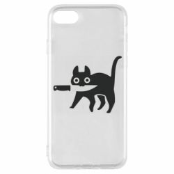 Чехол для iPhone 8 Cat with a knife - PrintSalon