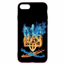 Чохол для iPhone 8 Герб Украины в желто - голубом огнем - PrintSalon