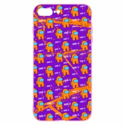 Чехол для iPhone 8 Plus Among Us and grunge background - PrintSalon