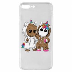 Чехол для iPhone 8 Plus Baby Groot And Unicorn - PrintSalon