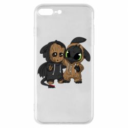 Чехол для iPhone 8 Plus Groot And Toothless - PrintSalon