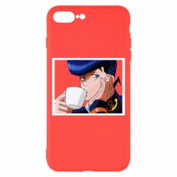 Чехол для iPhone 8 Plus Higashikata Josuke drinking tea - PrintSalon