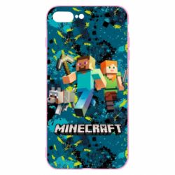 Чохол для iPhone 8 Plus Minecraft Steve Alex And Dog - PrintSalon
