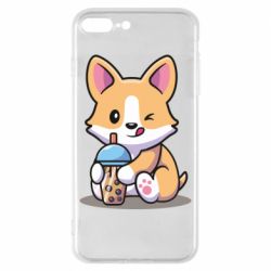Чехол для iPhone 8 Plus Собачька пьет боба ти - PrintSalon