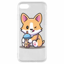 Чехол для iPhone 8 Собачька пьет боба ти - PrintSalon