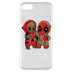 Чехол для iPhone SE 2020 Baby Groot And Deadpool - PrintSalon