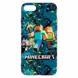 Чохол для iPhone SE 2020 Minecraft Steve Alex And Dog - PrintSalon
