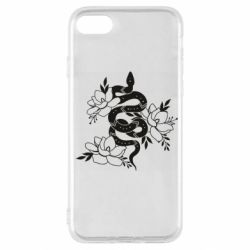 Чехол для iPhone SE 2020 Snake with flowers - PrintSalon