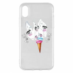 Чехол для iPhone X/Xs Ahegao girl eating ice cream - PrintSalon