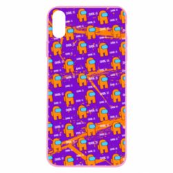 Чехол для iPhone X/Xs Among Us and grunge background