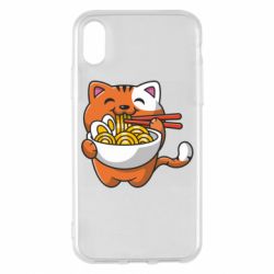 Чехол для iPhone X/Xs Cat and Ramen - PrintSalon