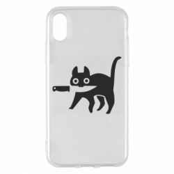 Чехол для iPhone X/Xs Cat with a knife - PrintSalon