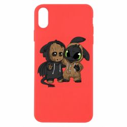 Чехол для iPhone X/Xs Groot And Toothless - PrintSalon