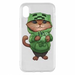 Чехол для iPhone X/Xs Кот Майнкрафт - PrintSalon