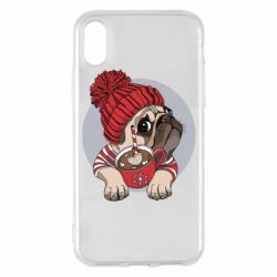 Чехол для iPhone X/Xs Pug And Coffee - PrintSalon
