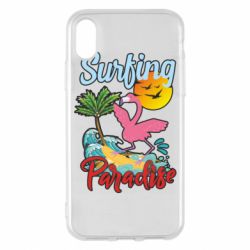 Чехол для iPhone X/Xs Surfing Paradise Flamingo - PrintSalon