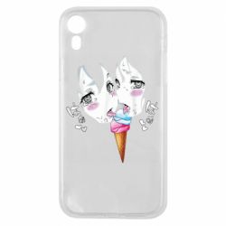 Чехол для iPhone XR Ahegao girl eating ice cream - PrintSalon