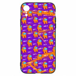 Чехол для iPhone XR Among Us and grunge background