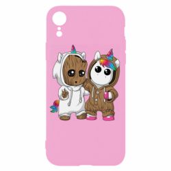 Чехол для iPhone XR Baby Groot And Unicorn - PrintSalon