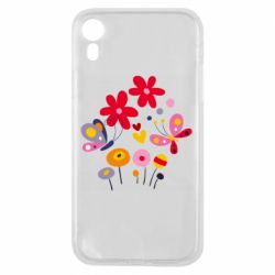 Чехол для iPhone XR Flowers and Butterflies - PrintSalon