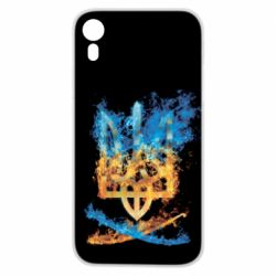 Чохол для iPhone XR Герб Украины в желто - голубом огнем - PrintSalon